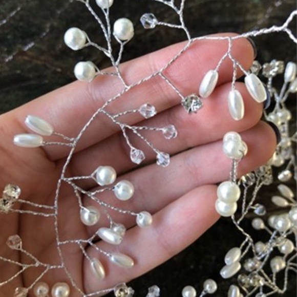 💖New "Emma" Bridal Crystal and Pearl Headband 40" - Picture 6 of 8